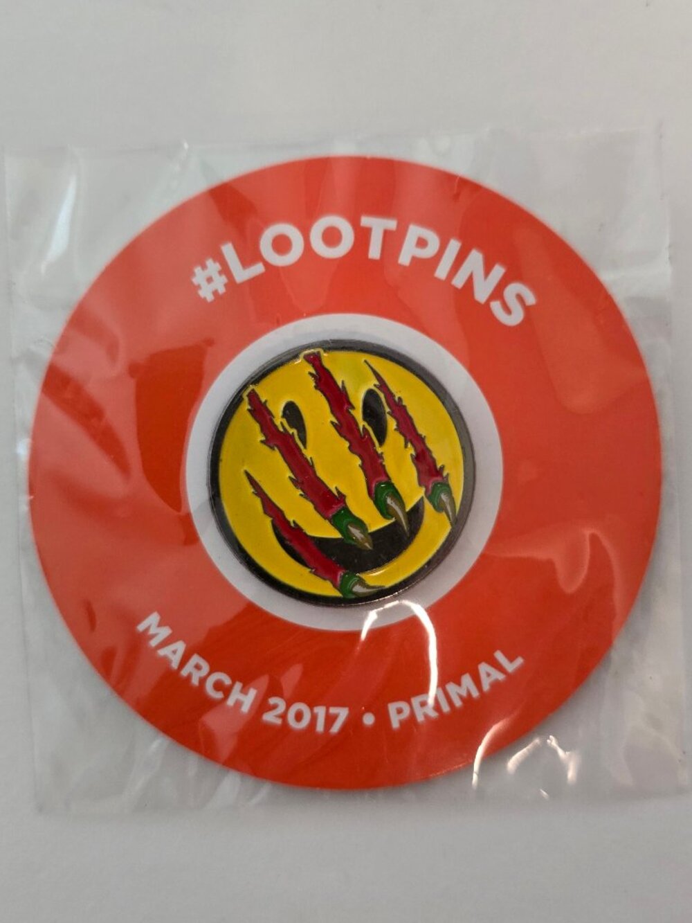 Loot Crate Exclusive Smiley Face "Primal" Enamel Pin from March 2017 #LootPins